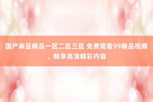 国产麻豆精品一区二区三区 免费观看99精品视频，畅享高清精彩内容