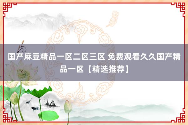 国产麻豆精品一区二区三区 免费观看久久国产精品一区【精选推荐】