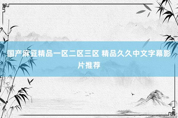 国产麻豆精品一区二区三区 精品久久中文字幕影片推荐