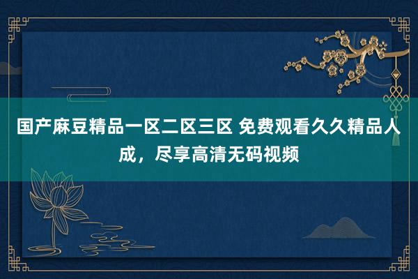 国产麻豆精品一区二区三区 免费观看久久精品人成，尽享高清无码视频