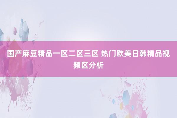 国产麻豆精品一区二区三区 热门欧美日韩精品视频区分析