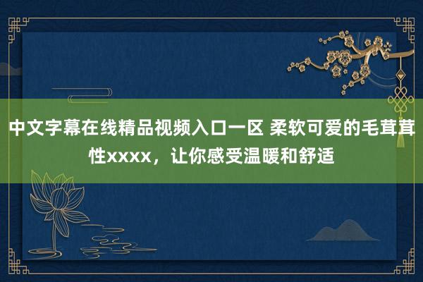 中文字幕在线精品视频入口一区 柔软可爱的毛茸茸性xxxx，让你感受温暖和舒适